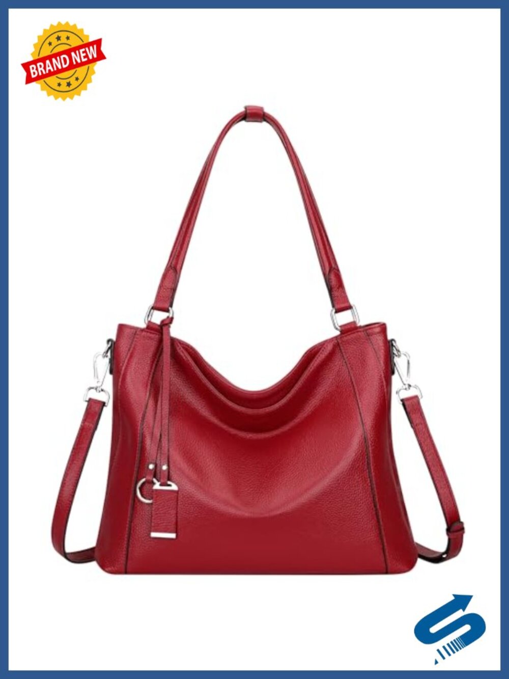 Genuine Leather Large Hobo Crossbody Bag Pebbled